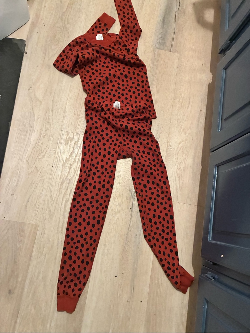 Hanna Andersson Rust Red and Black Polka Dot Kids Pajama Set